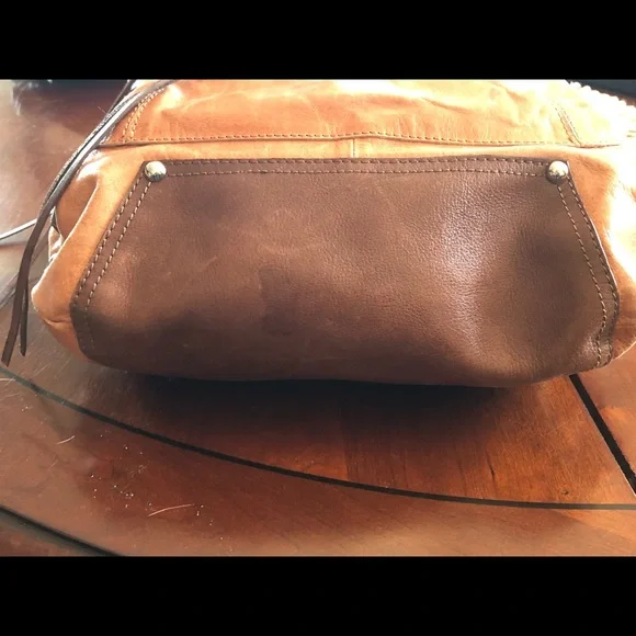 Tano Orange Distressed Glazed Leather Bucket Bag - Picture 14 of 16